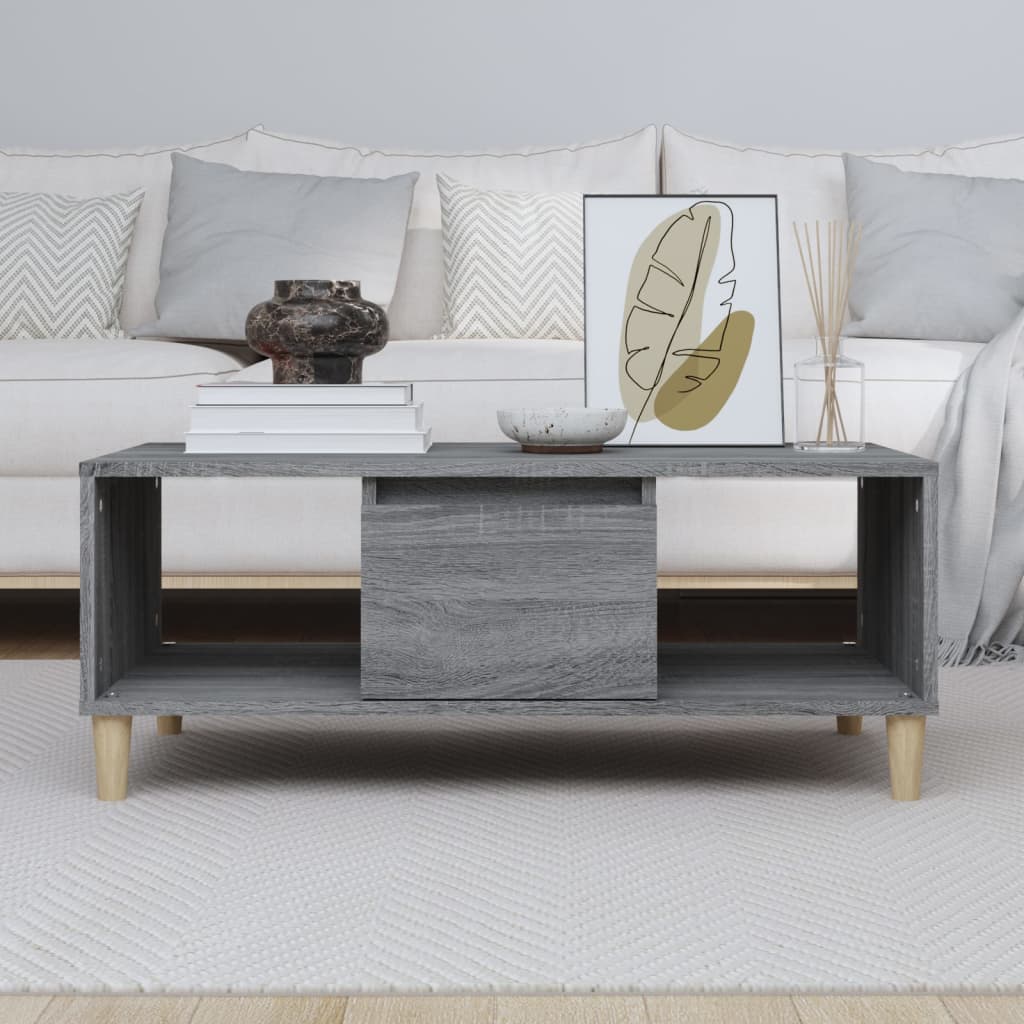 Coffee table, grey oak, 90x50x36.5cm, engineered wood