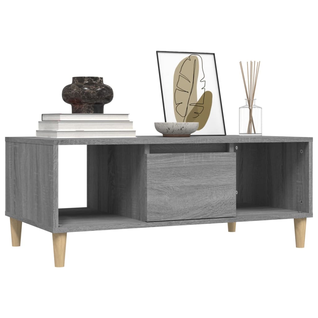 Coffee table, grey oak, 90x50x36.5cm, engineered wood