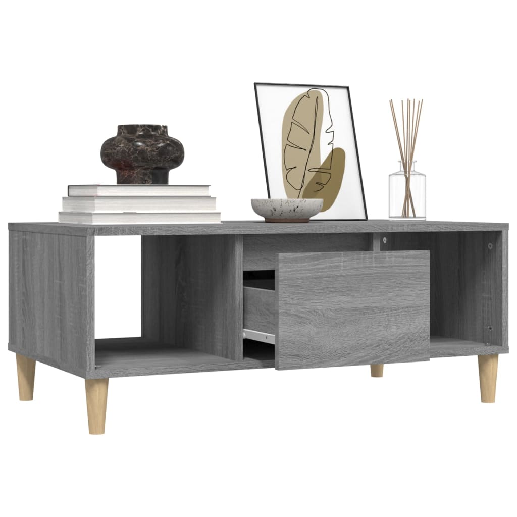 Coffee table, grey oak, 90x50x36.5cm, engineered wood
