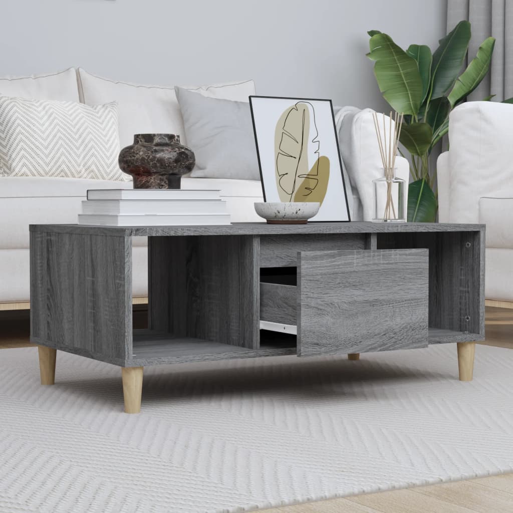 Coffee table, grey oak, 90x50x36.5cm, engineered wood