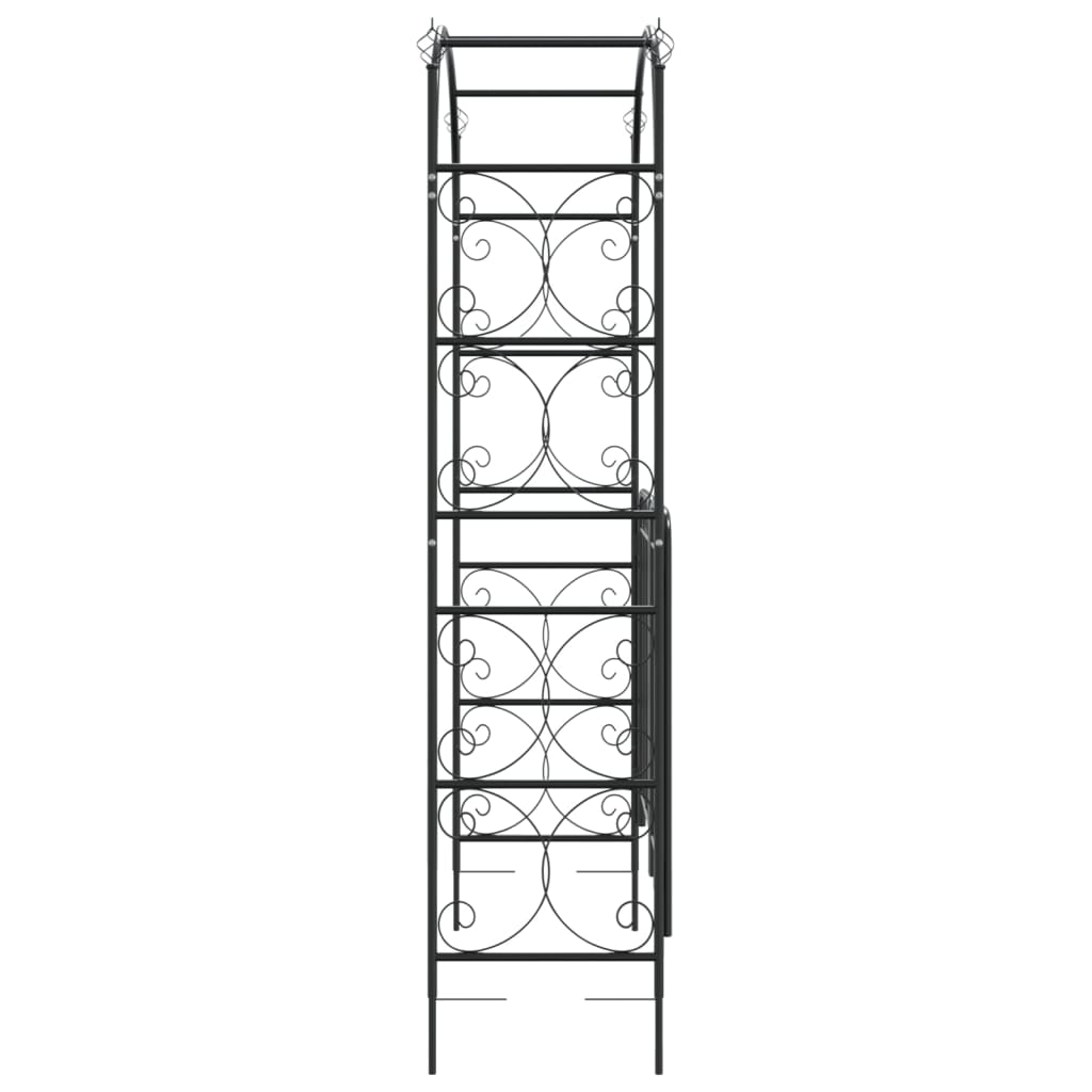 Dārza arka ar vārtiņiem, melna, 108x45x235cm, tērauds