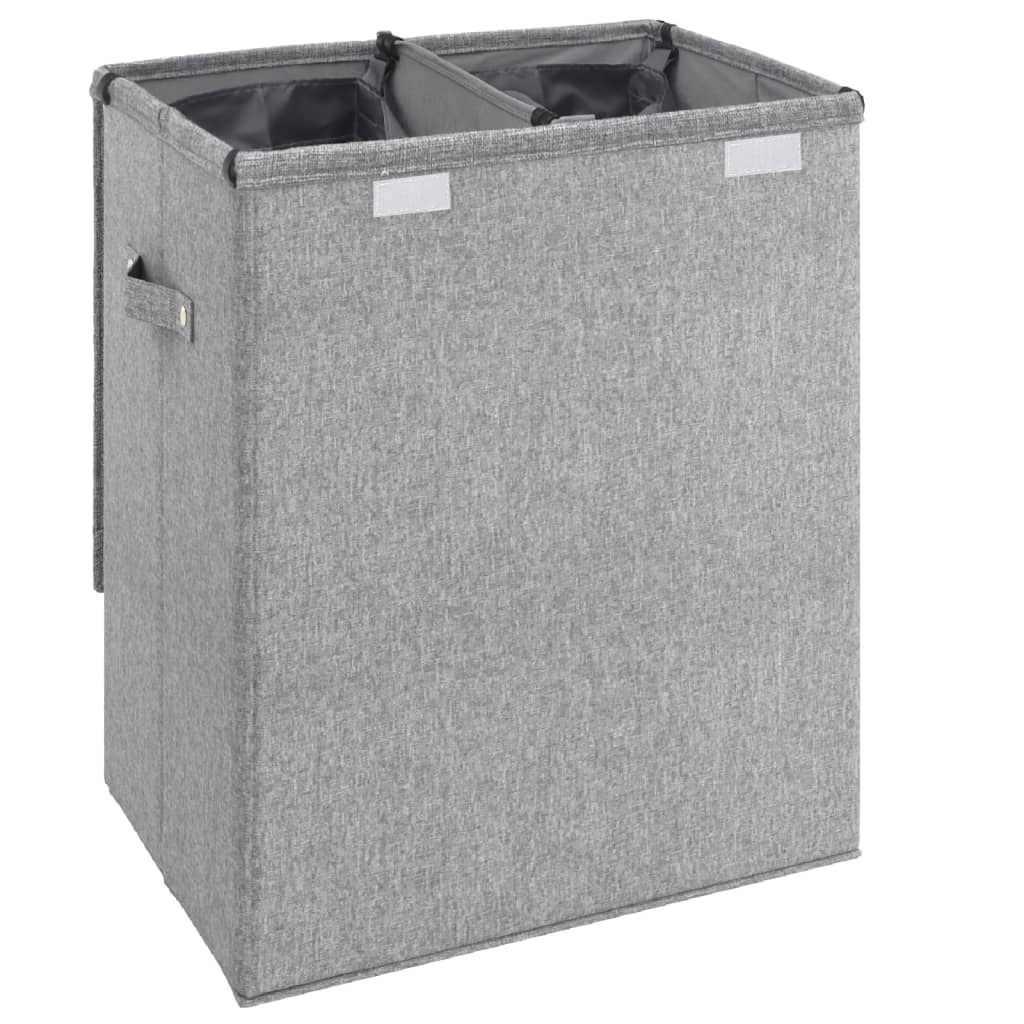 Foldable laundry basket, grey, 51x34.5x59cm, fabric