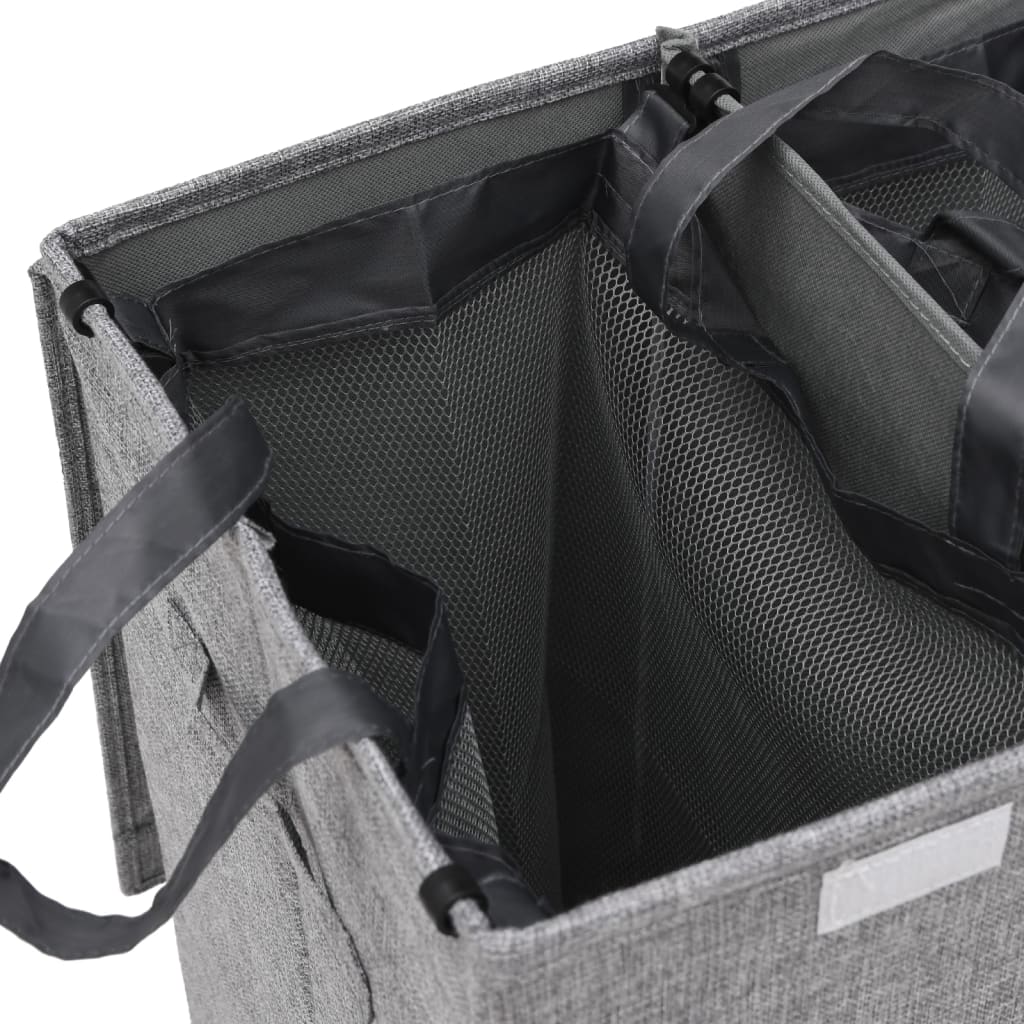 Foldable laundry basket, grey, 51x34.5x59cm, fabric