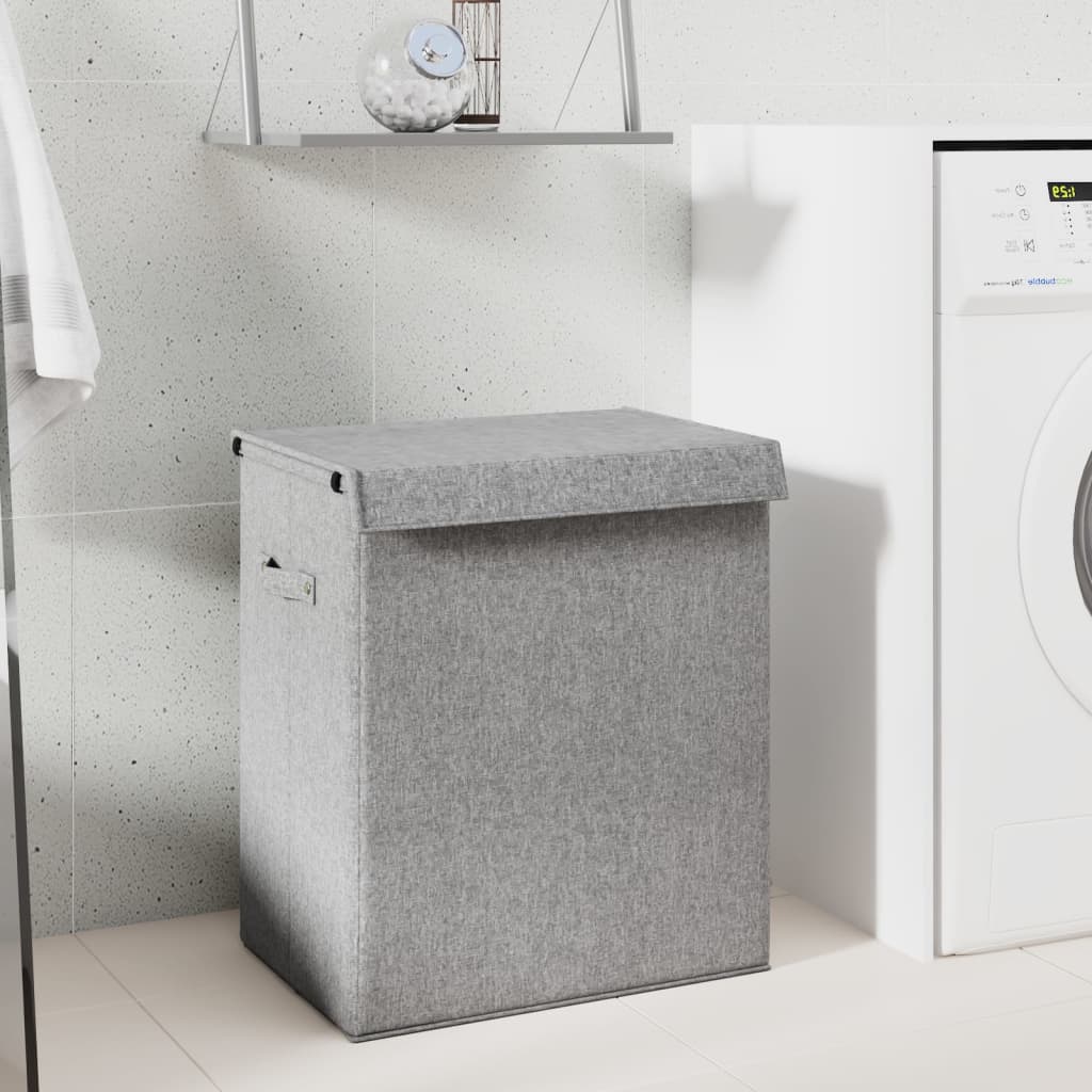 Foldable laundry basket, grey, 51x34.5x59cm, fabric