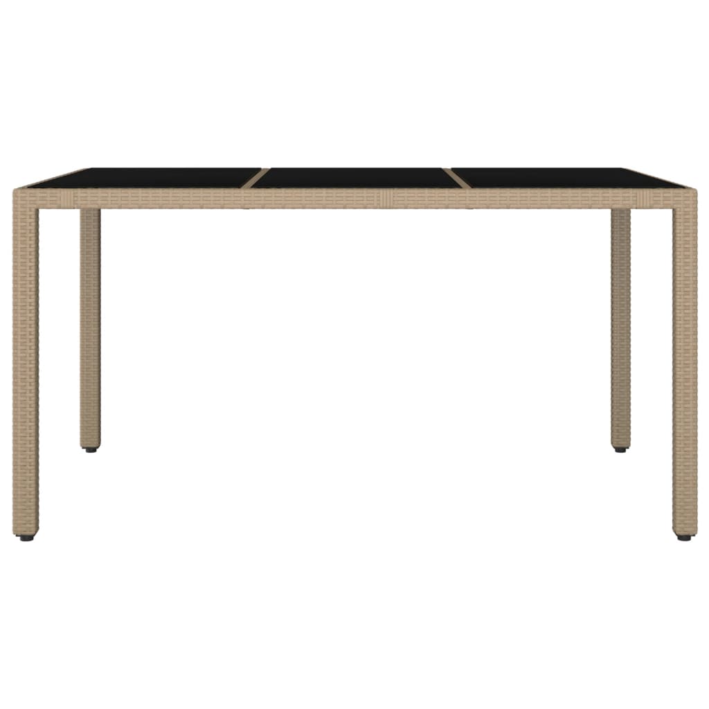 Table with a glass top, sand, poly rattan and glass