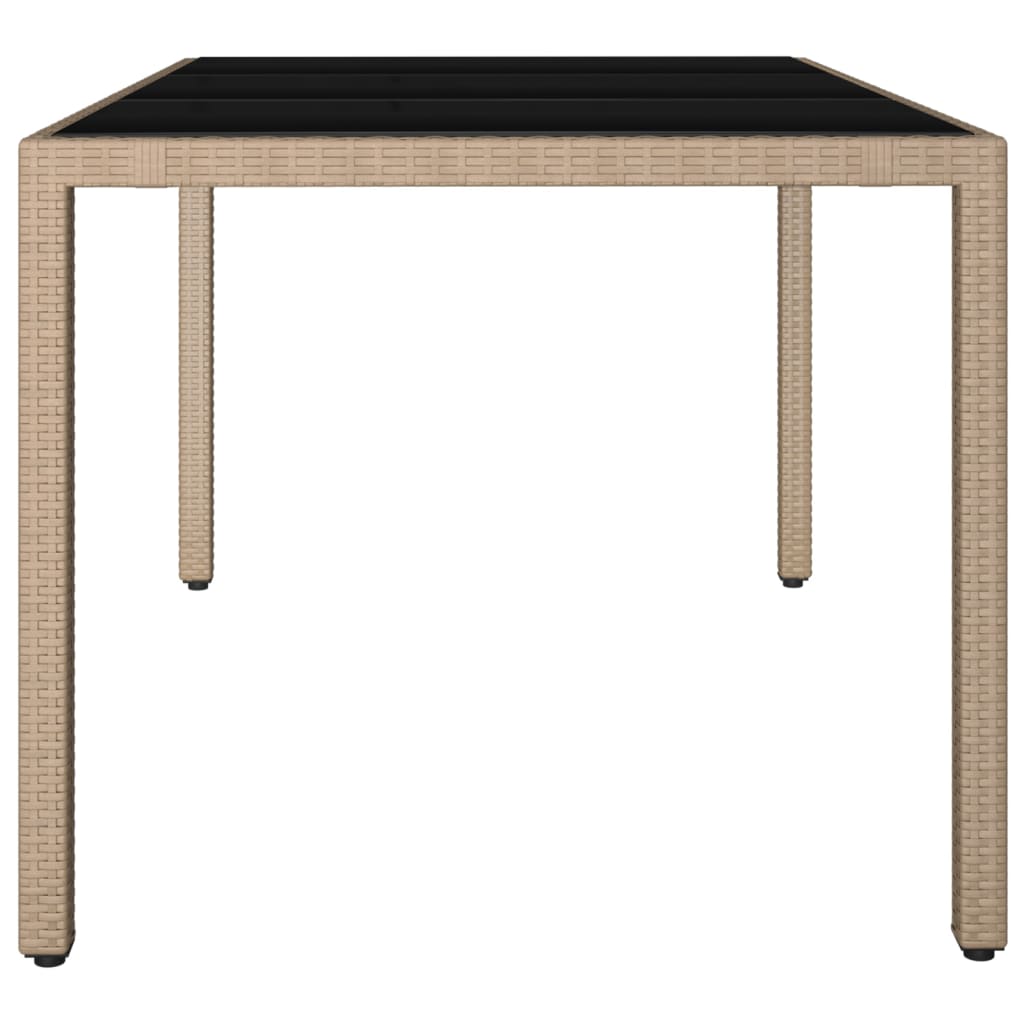 Table with a glass top, sand, poly rattan and glass