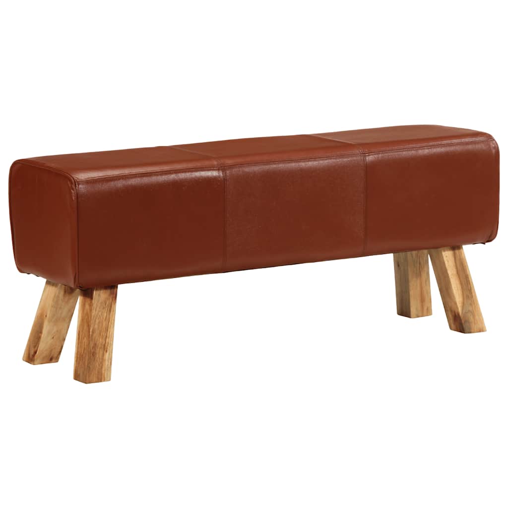 Gimnastikos arklys, rudas, 110cm, tikra oda ir mango masyvas