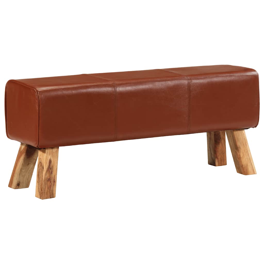 Gimnastikos arklys, rudas, 110cm, tikra oda ir mango masyvas