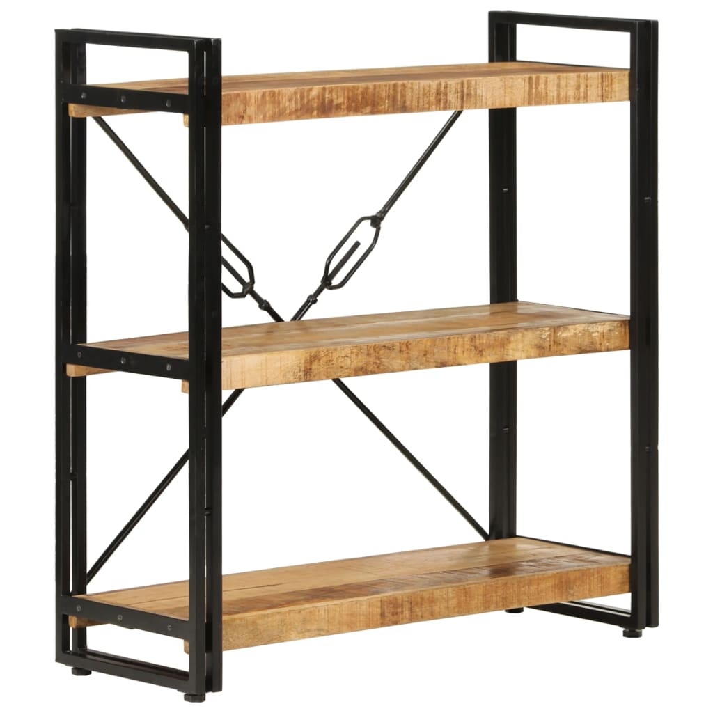 Bookcase, 3-tier, 77x30x80cm, solid mango wood and iron