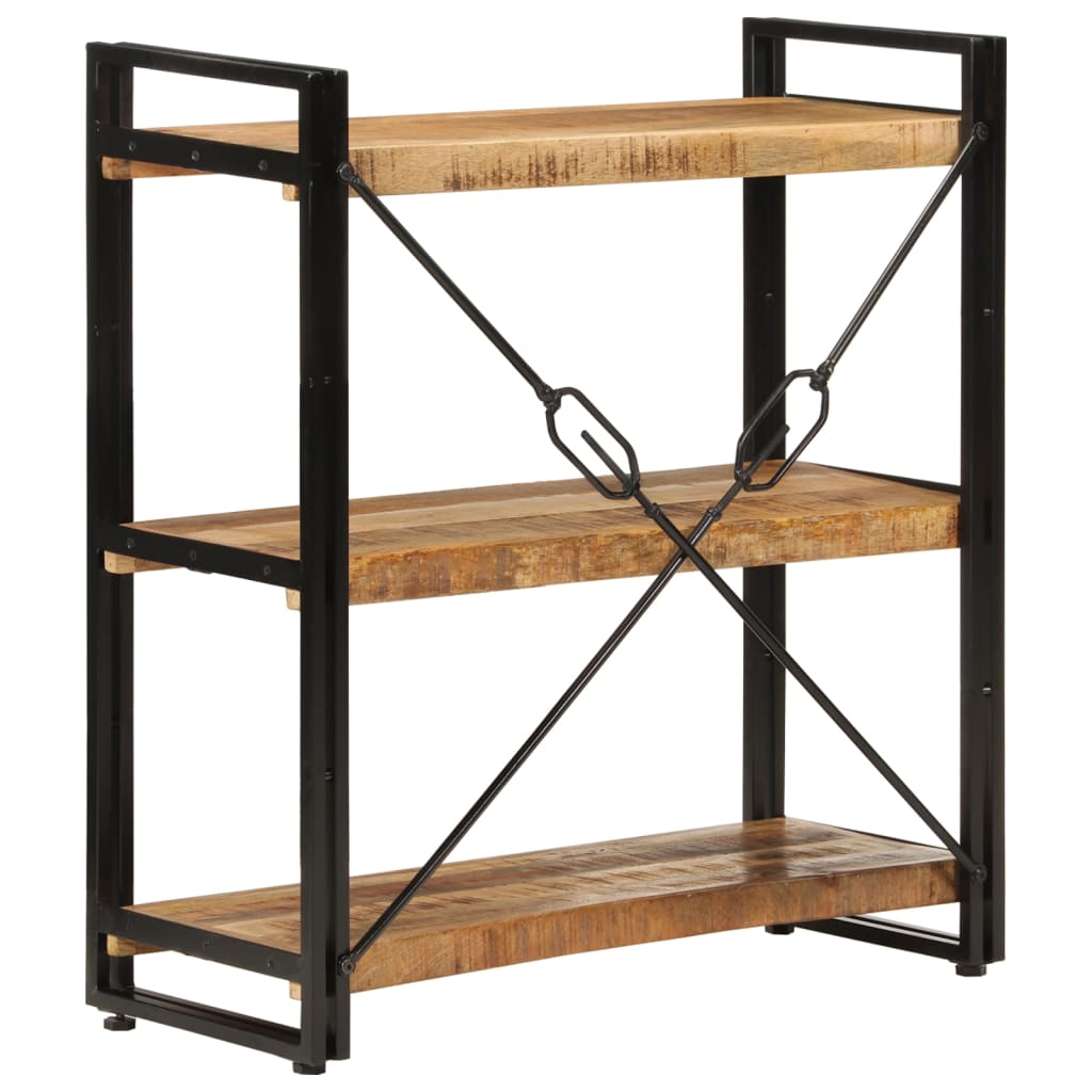 Bookcase, 3-tier, 77x30x80cm, solid mango wood and iron