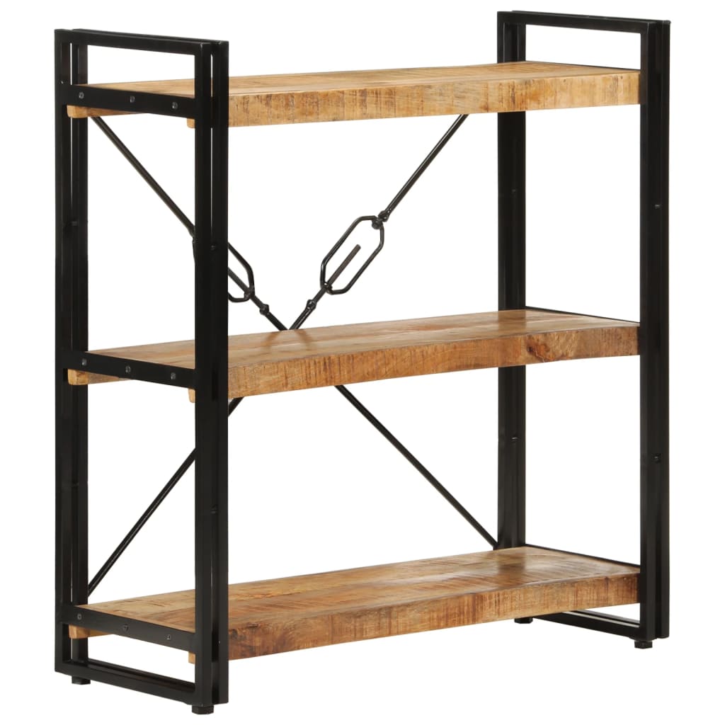 Bookcase, 3-tier, 77x30x80cm, solid mango wood and iron