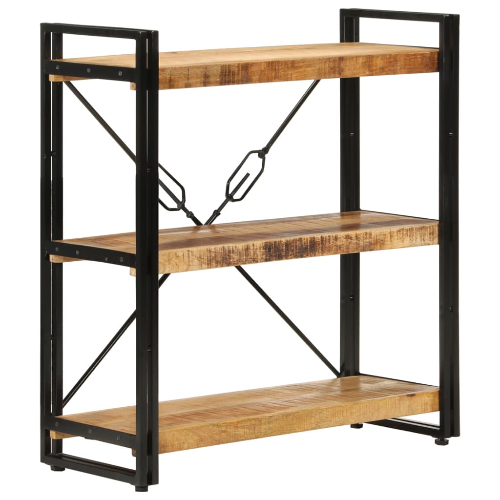 Bookcase, 3-tier, 77x30x80cm, solid mango wood and iron