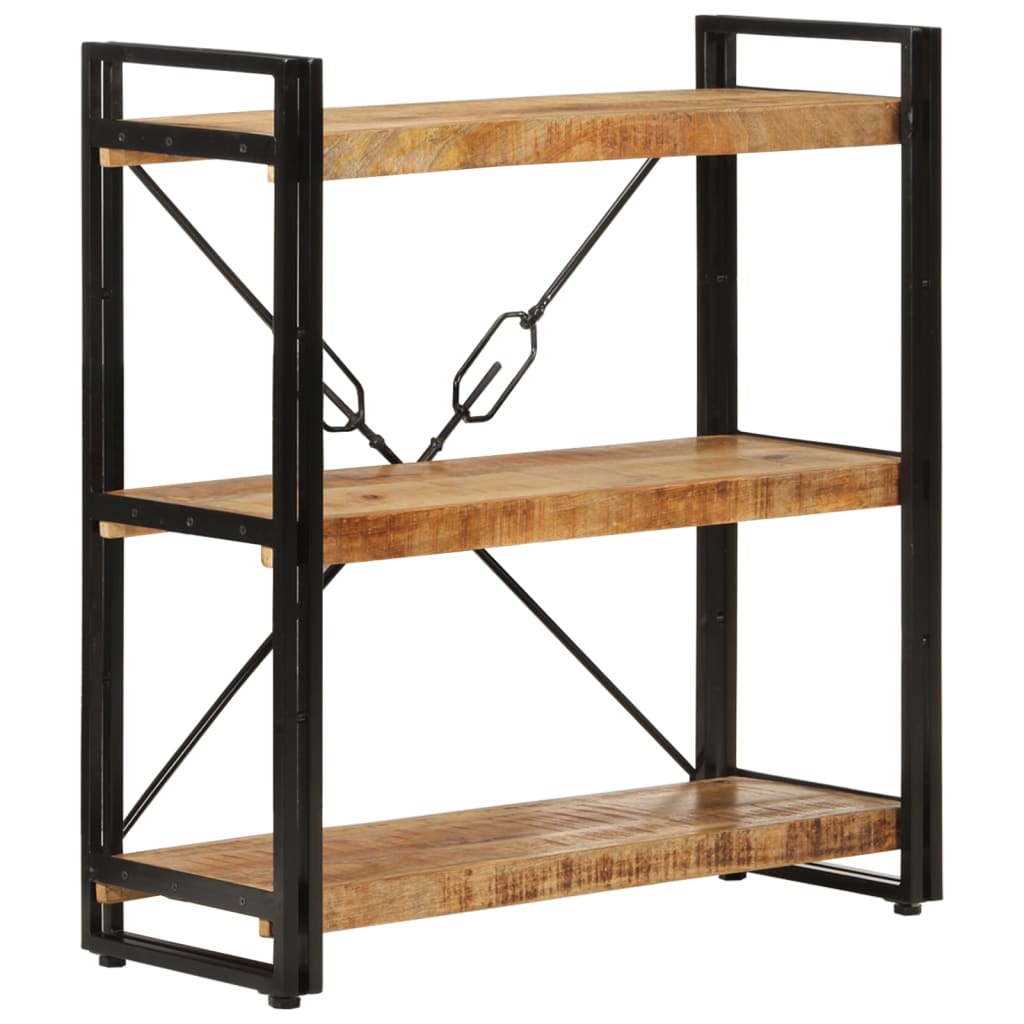 Bookcase, 3-tier, 77x30x80cm, solid mango wood and iron