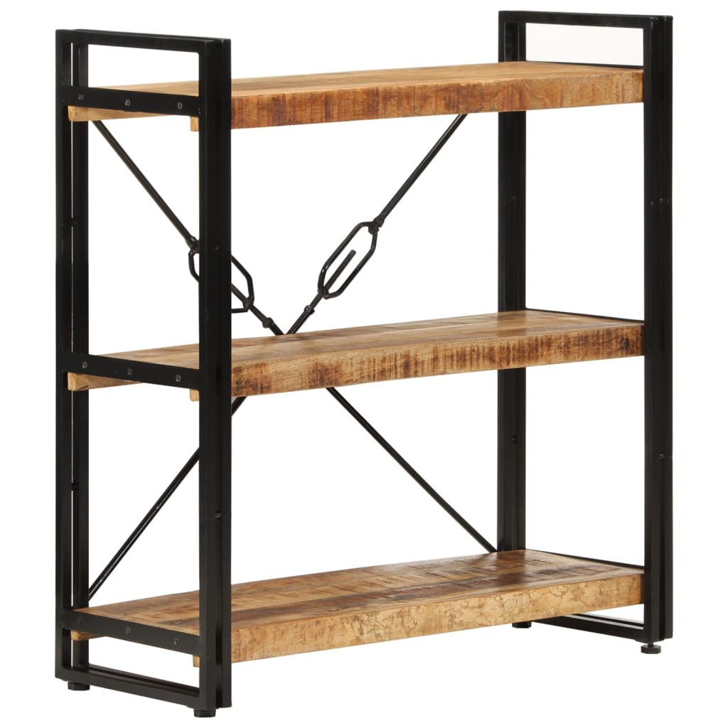 Bookcase, 3-tier, 77x30x80cm, solid mango wood and iron