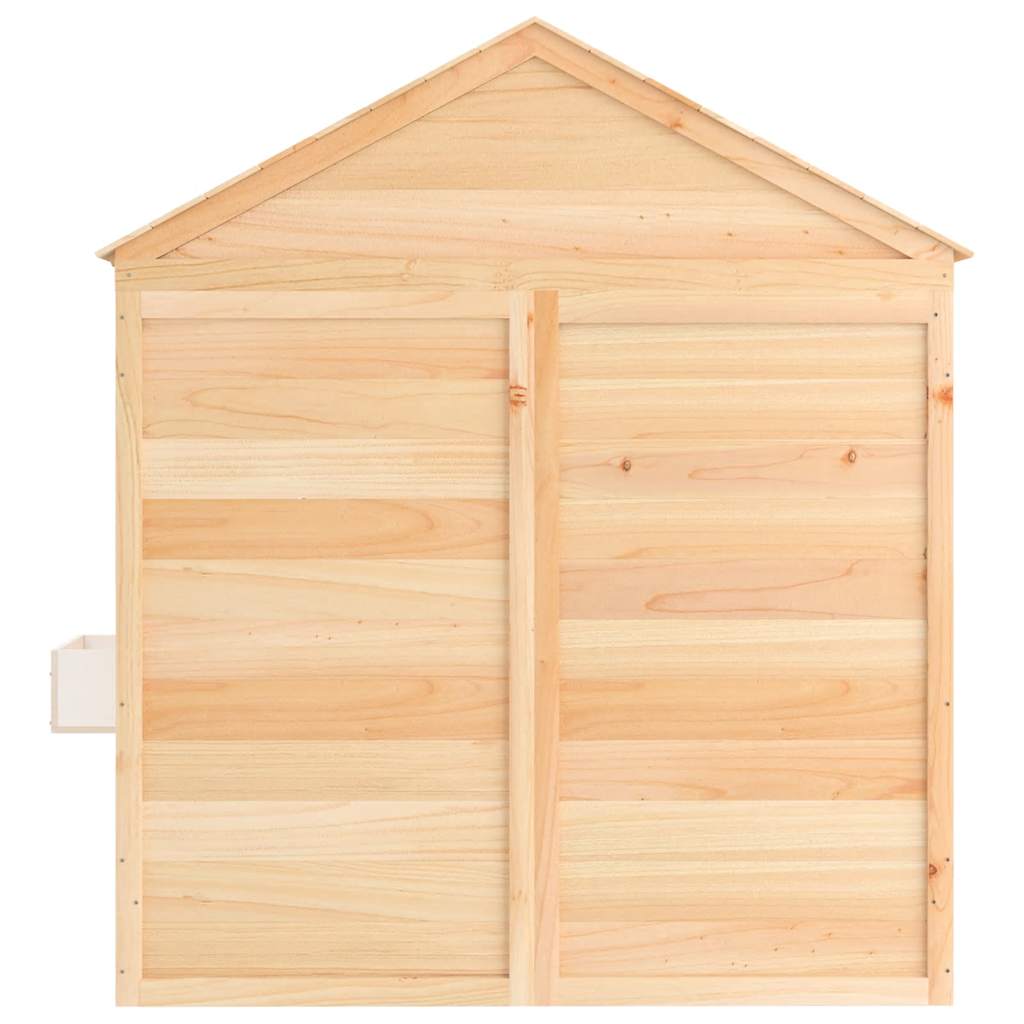 Playhouse with lockable doors and flower pots, spruce tree