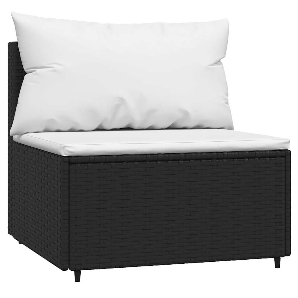 Garden Lounge Set with Cushions, 3-Piece, Black, Poly Rattan