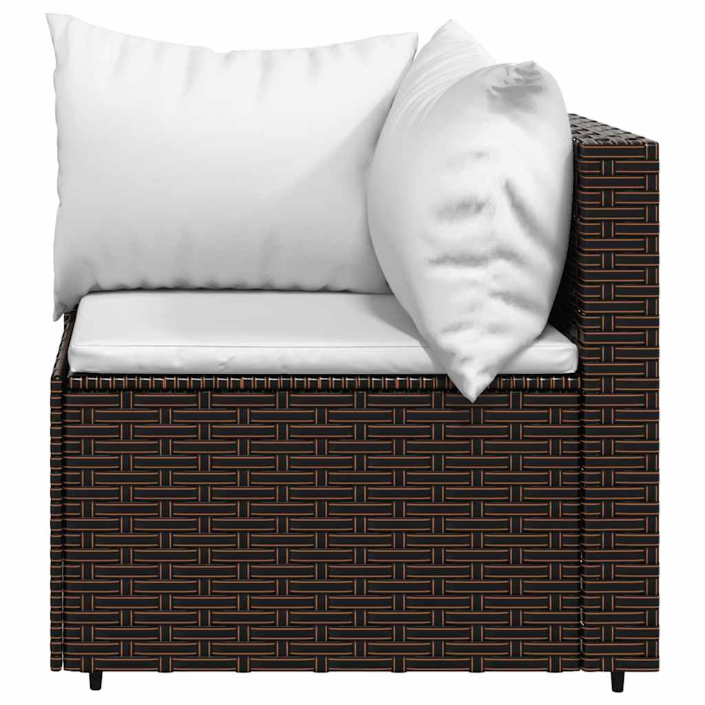 Corner garden sofa section with cushions, brown, poly rattan