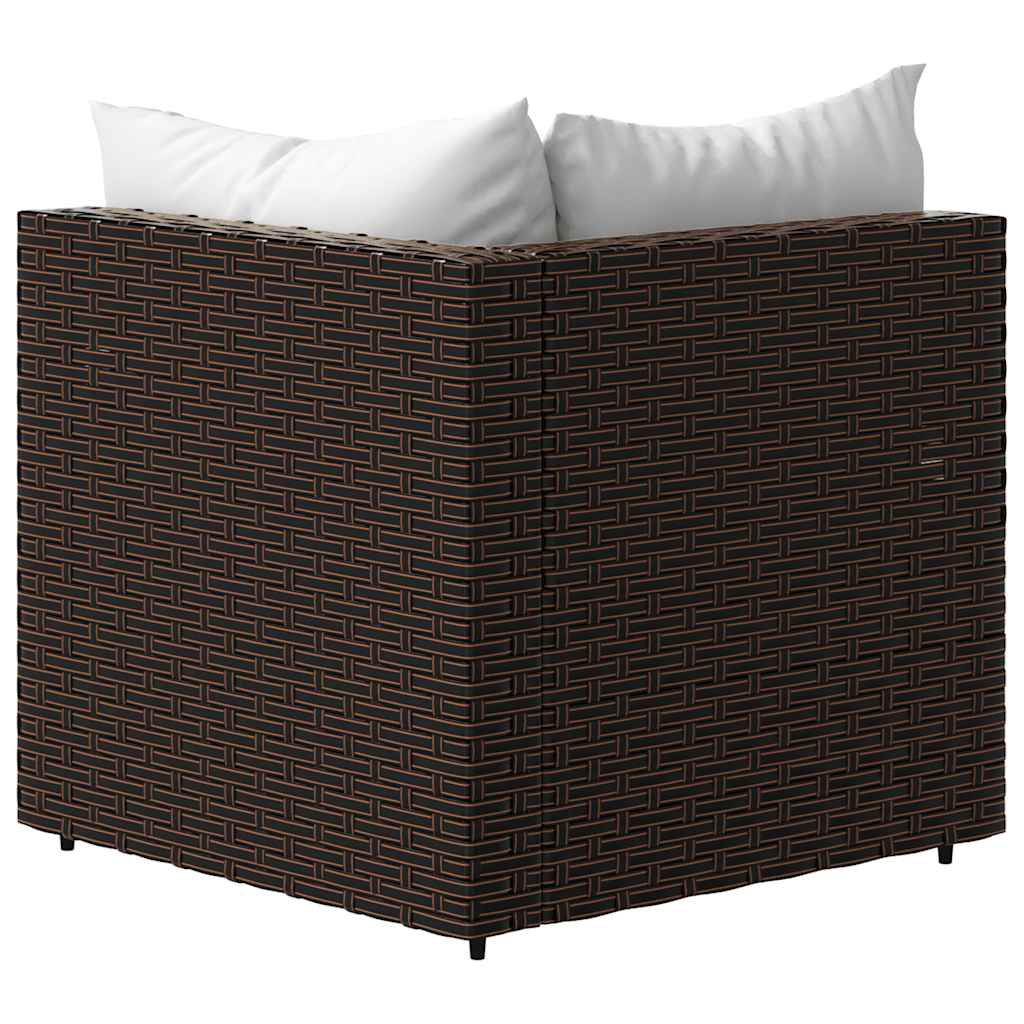 Corner garden sofa section with cushions, brown, poly rattan