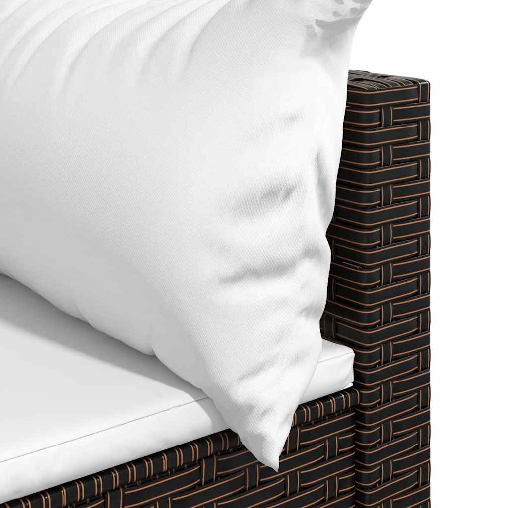 Corner garden sofa section with cushions, brown, poly rattan