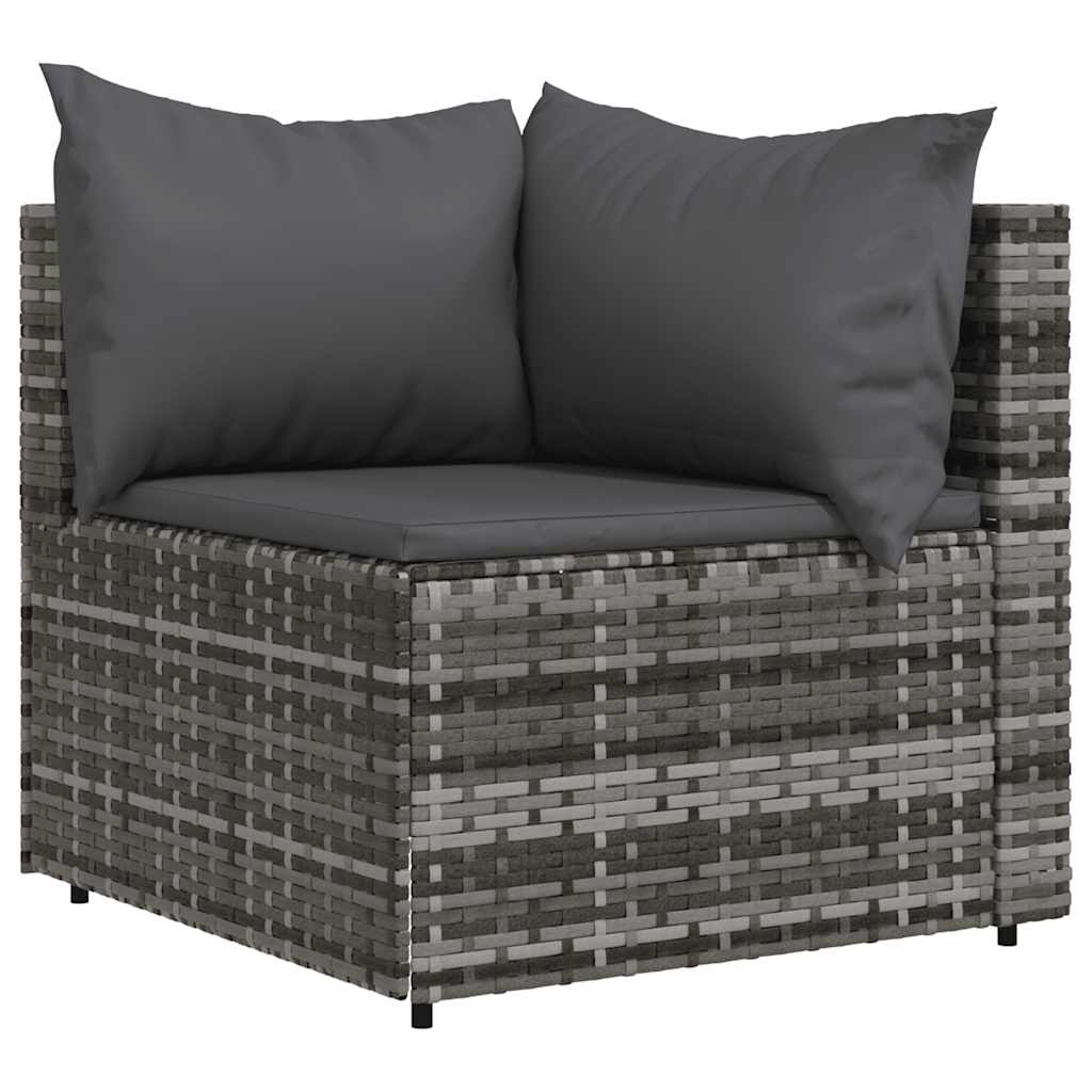 Corner sofas with cushions, 2 pcs., grey, poly rattan