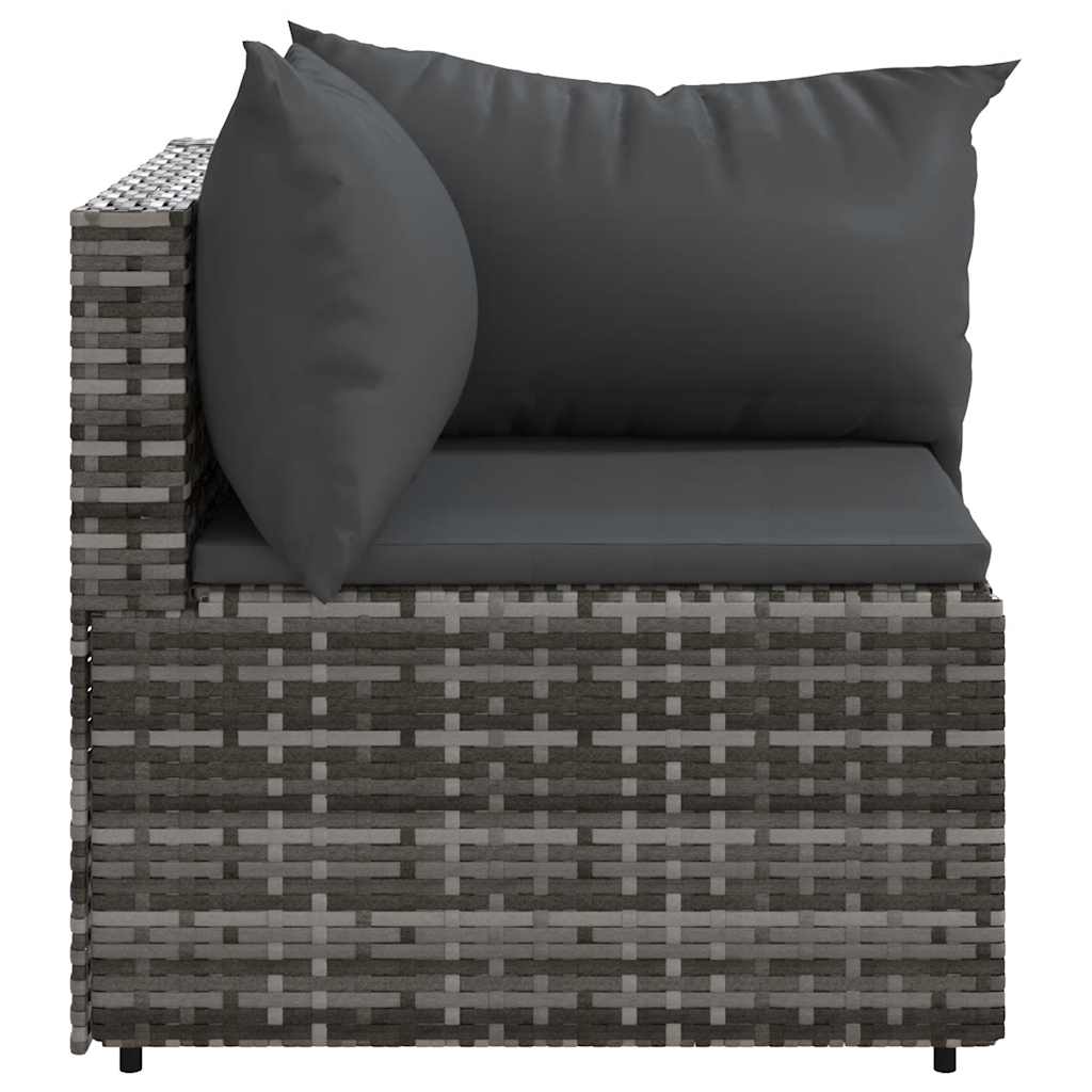 Corner sofas with cushions, 2 pcs., grey, poly rattan