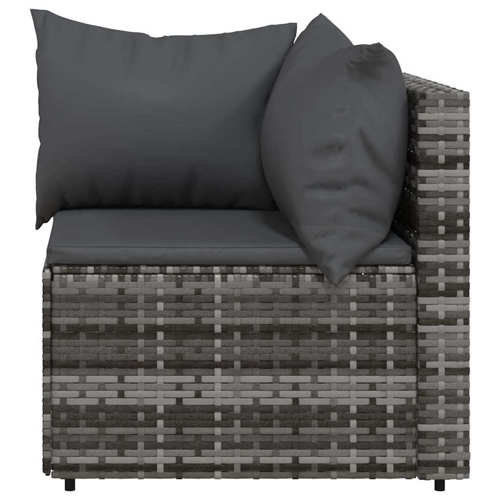 Corner sofas with cushions, 2 pcs., grey, poly rattan