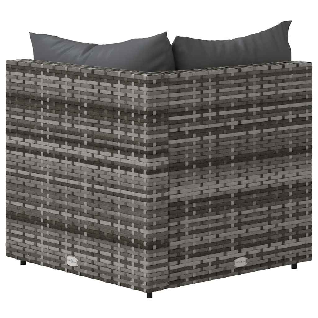 Corner sofas with cushions, 2 pcs., grey, poly rattan