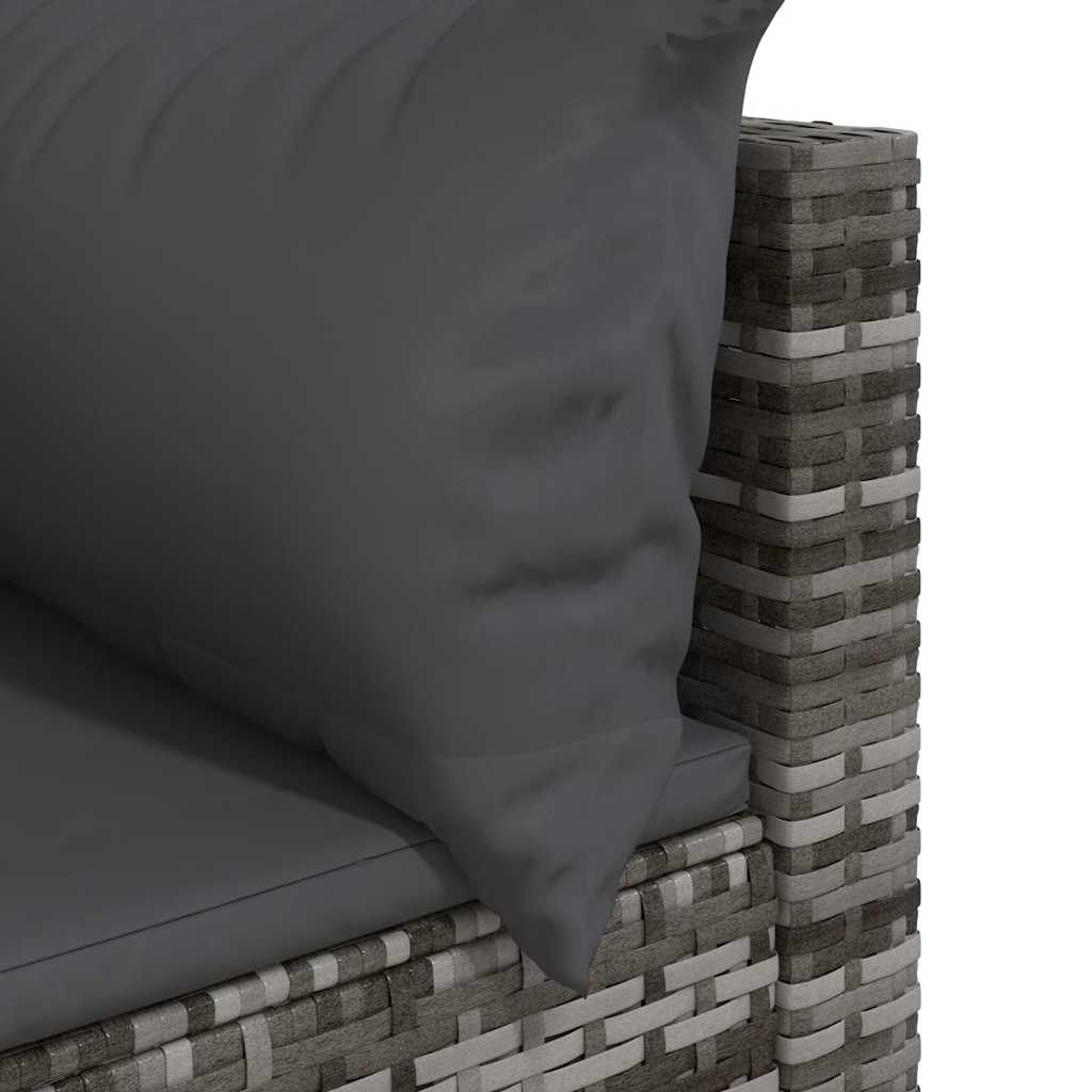 Corner sofas with cushions, 2 pcs., grey, poly rattan