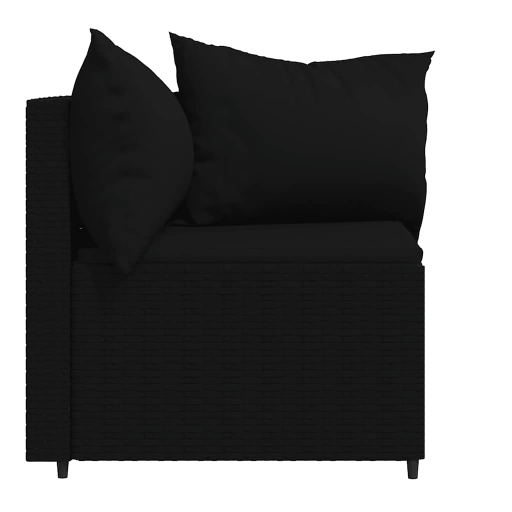 Corner sofas with cushions, 2 pcs., black, poly rattan