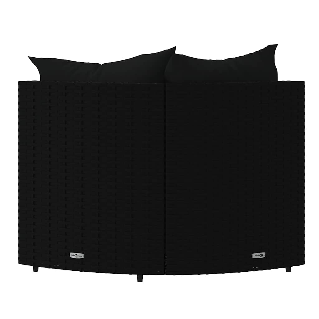 Corner sofas with cushions, 2 pcs., black, poly rattan