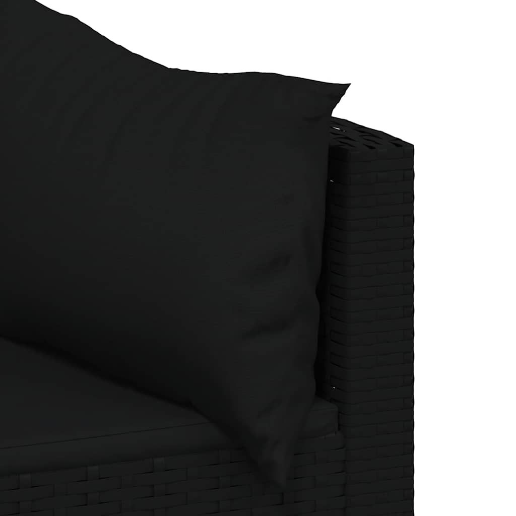 Corner sofas with cushions, 2 pcs., black, poly rattan