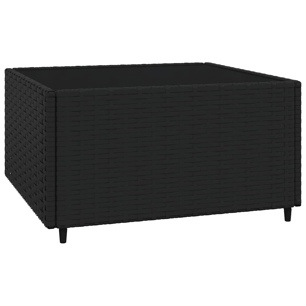 Garden lounge set with cushions, 4-piece, black, poly rattan