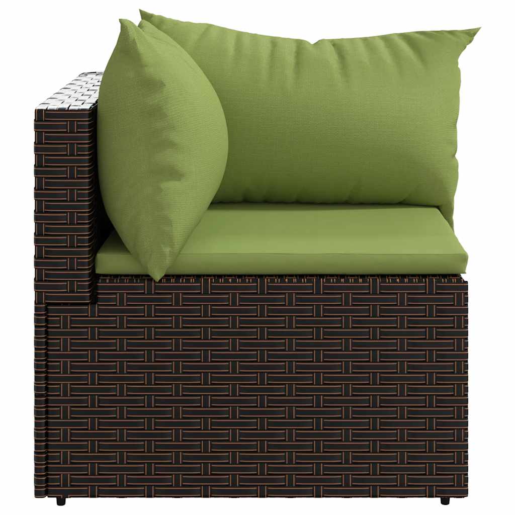 Corner garden sofa section with cushions, brown, poly rattan