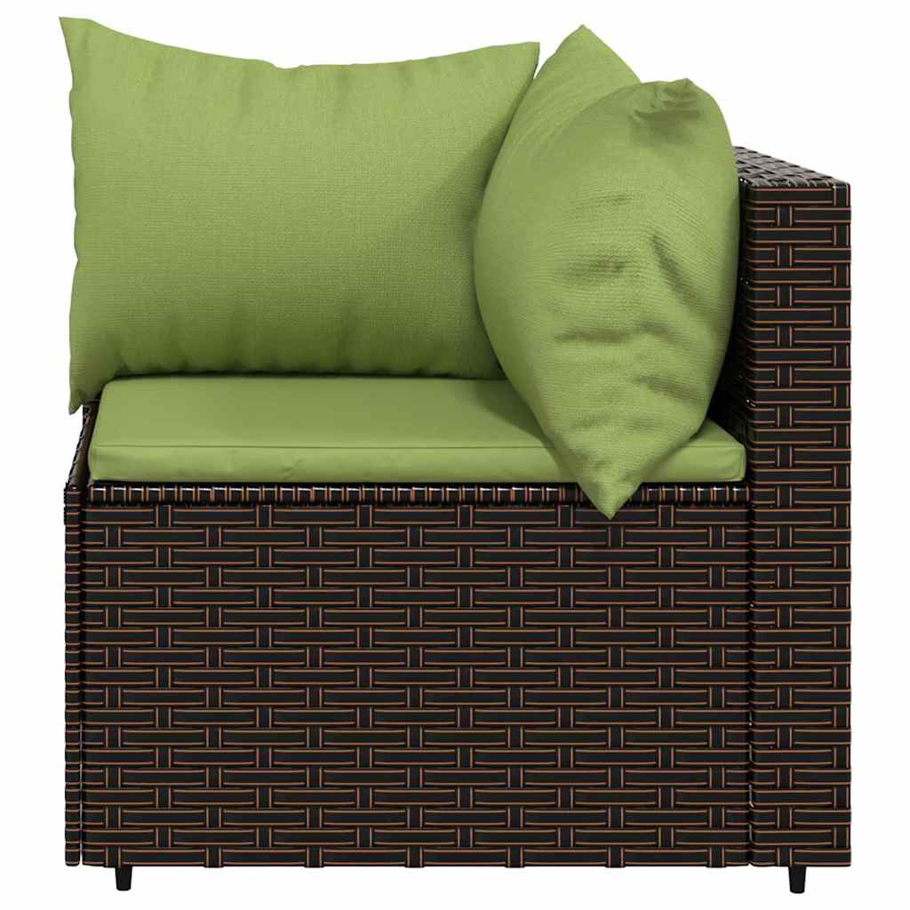 Corner garden sofa section with cushions, brown, poly rattan