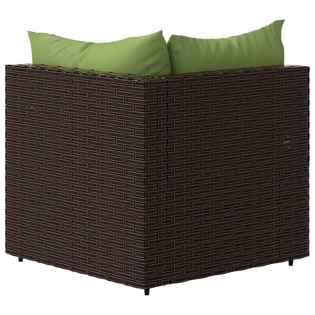 Corner garden sofa section with cushions, brown, poly rattan