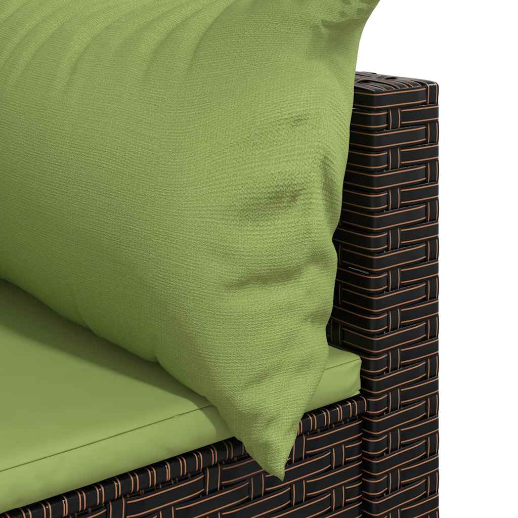 Corner garden sofa section with cushions, brown, poly rattan