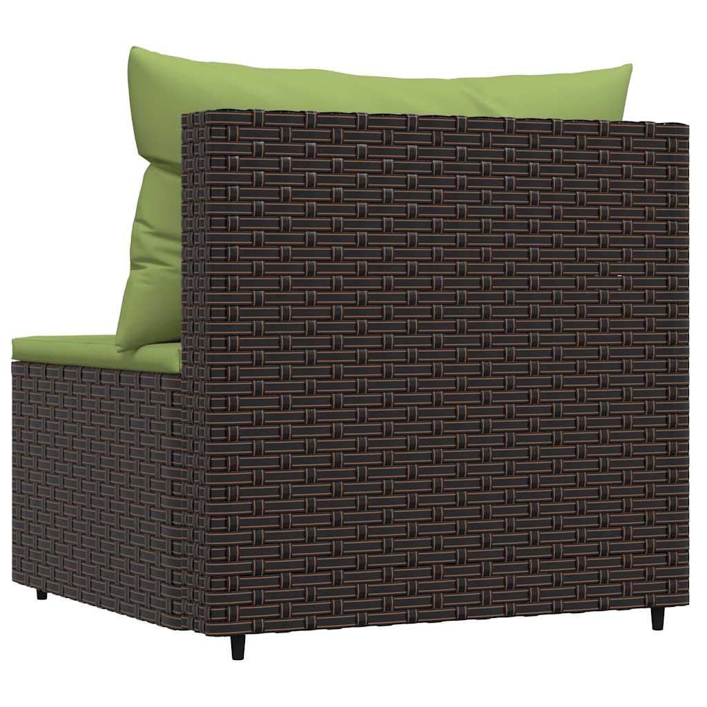 Middle sofa section with cushions, brown, poly rattan