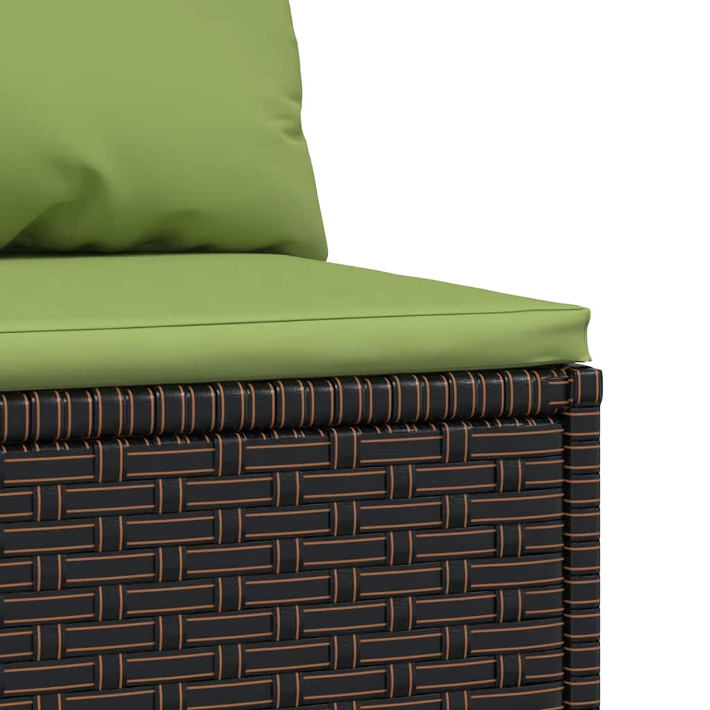 Middle sofa section with cushions, brown, poly rattan