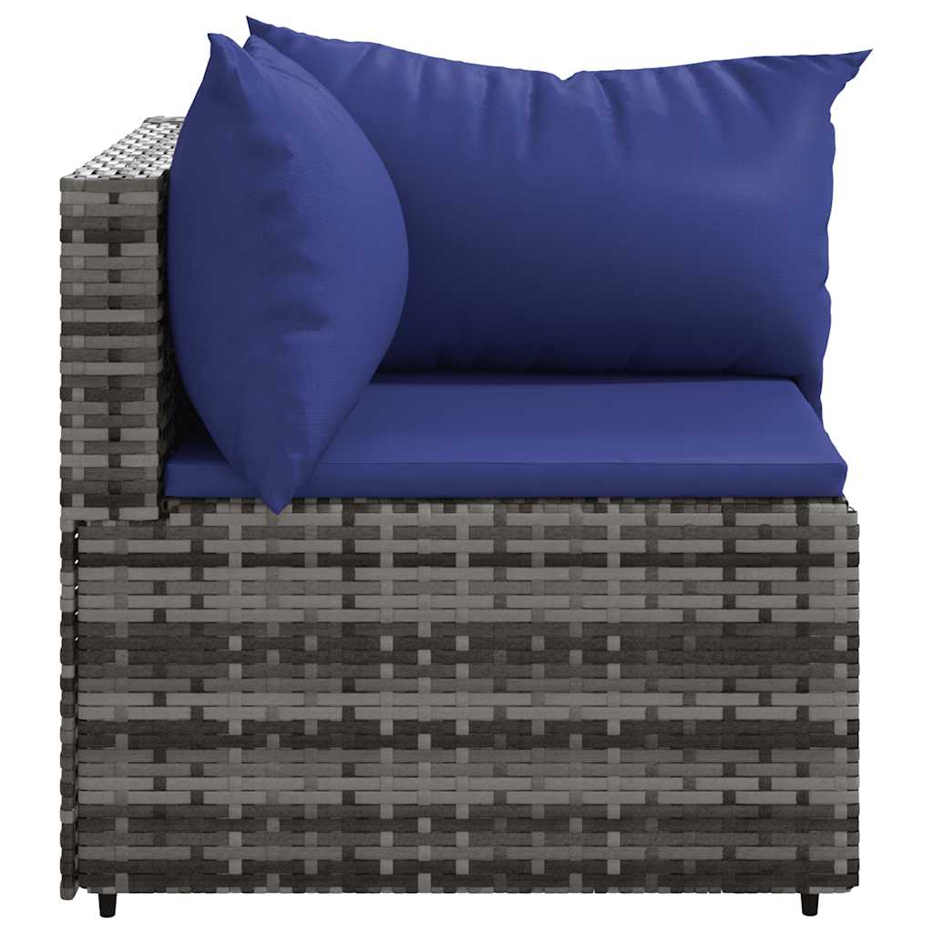 Corner garden sofa section with cushions, grey, poly rattan