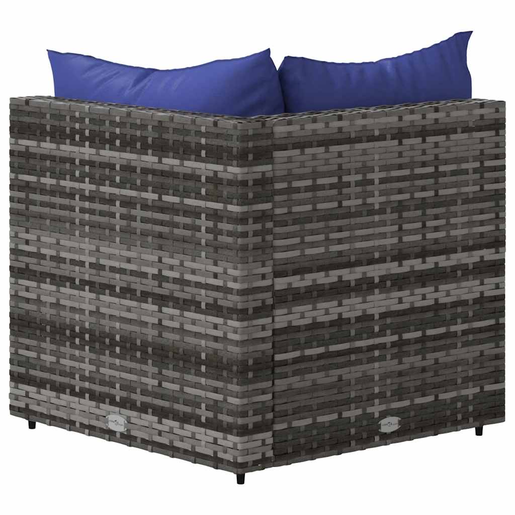 Corner garden sofa section with cushions, grey, poly rattan