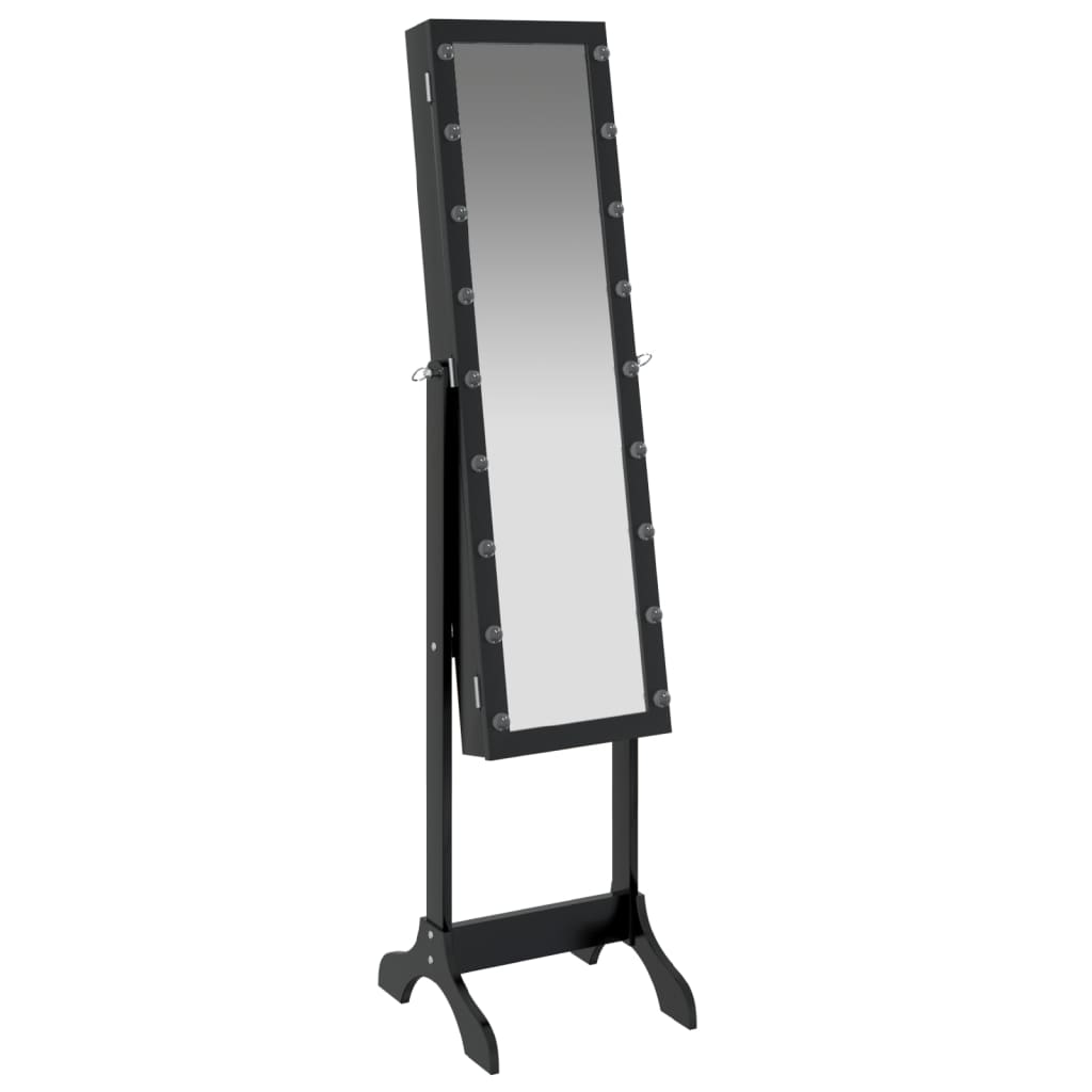 Freestanding Mirror with LED, Black, 34x37x146cm