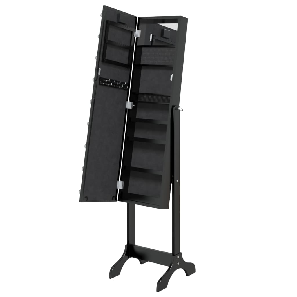 Freestanding Mirror with LED, Black, 34x37x146cm