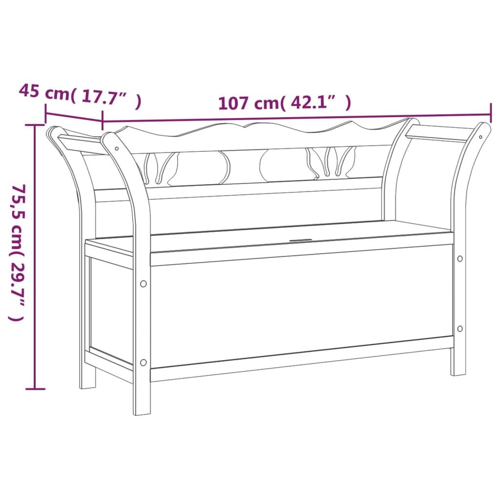 Bench, grey, 107x45x75.5cm, solid spruce