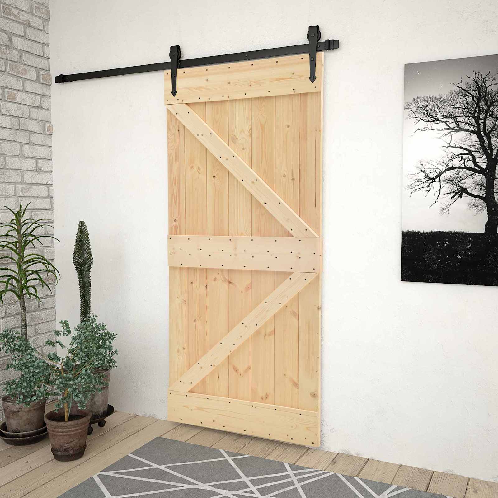 Durvis NARVIK dabīgas 90 x 210 cm Masīvas priedes koka durvis