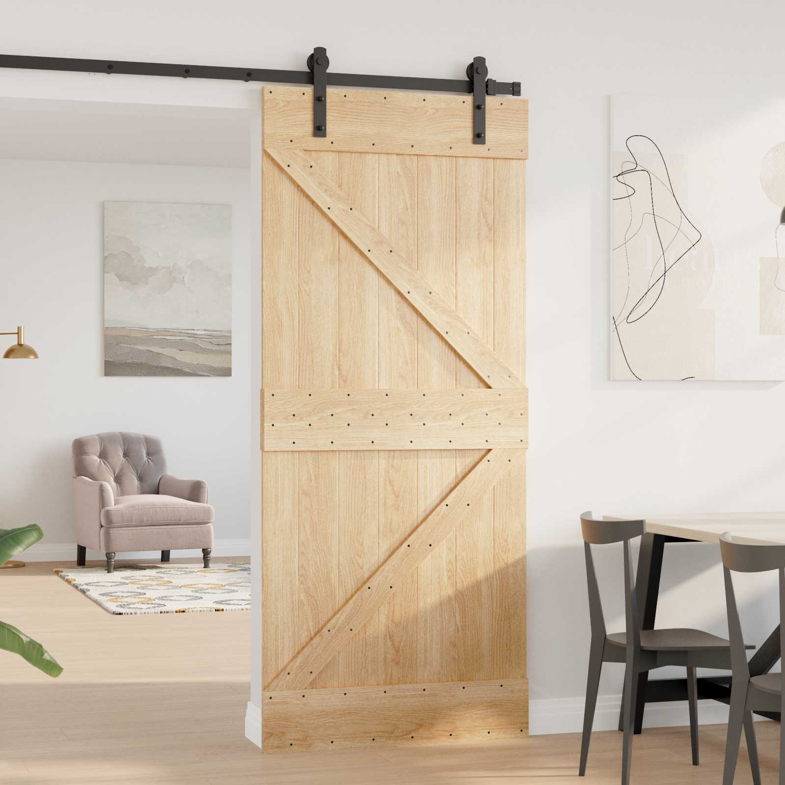 Durvis NARVIK dabīgas 90 x 210 cm Masīvas priedes koka durvis