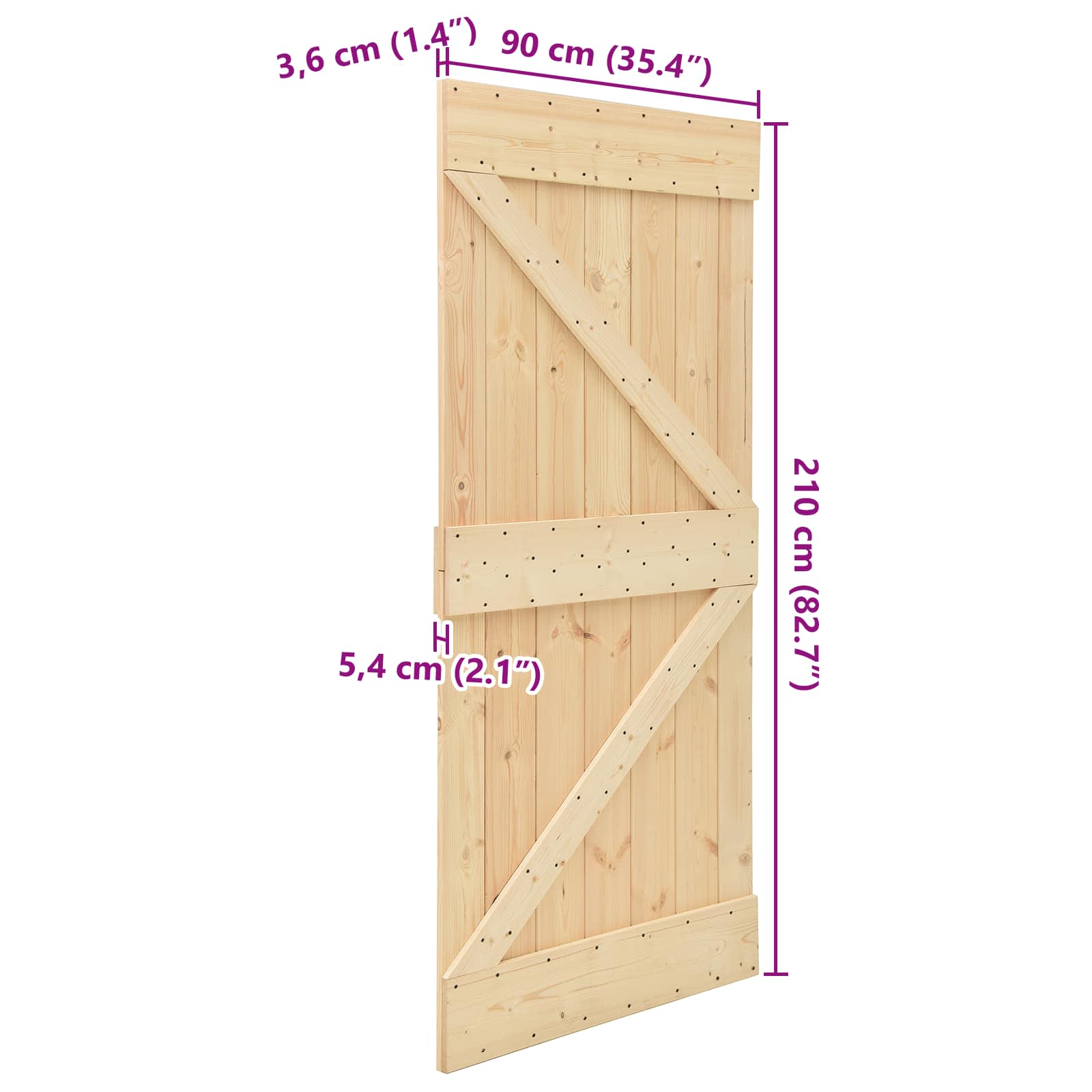 Durvis NARVIK dabīgas 90 x 210 cm Masīvas priedes koka durvis
