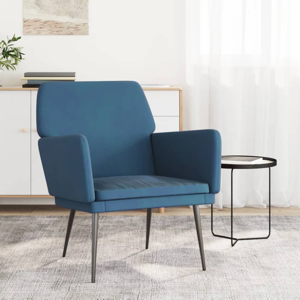 Armchair, blue, 62x79x79cm, velvet