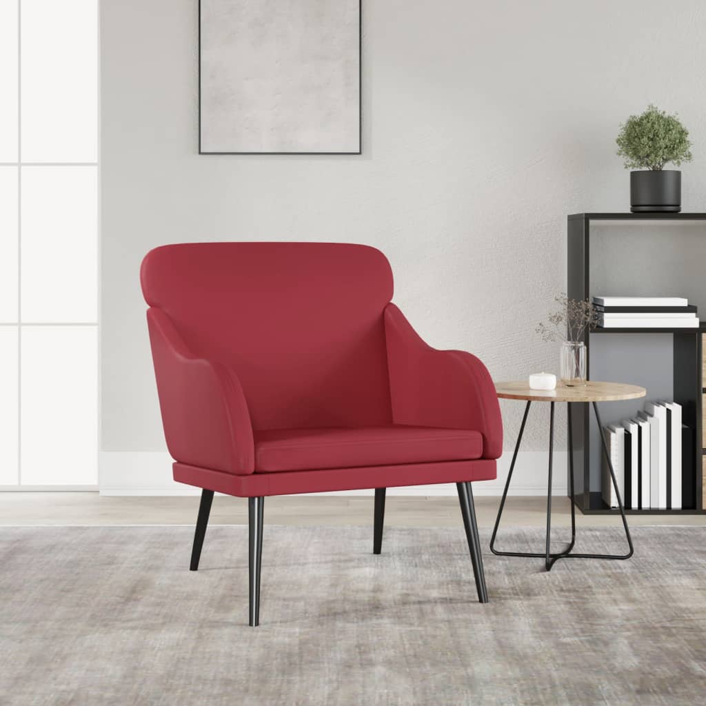Armchair, red wine color, 63x76x80cm, artificial leather