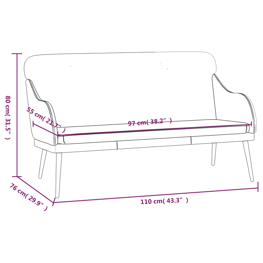 Bench, cream, 110x76x80cm, faux leather