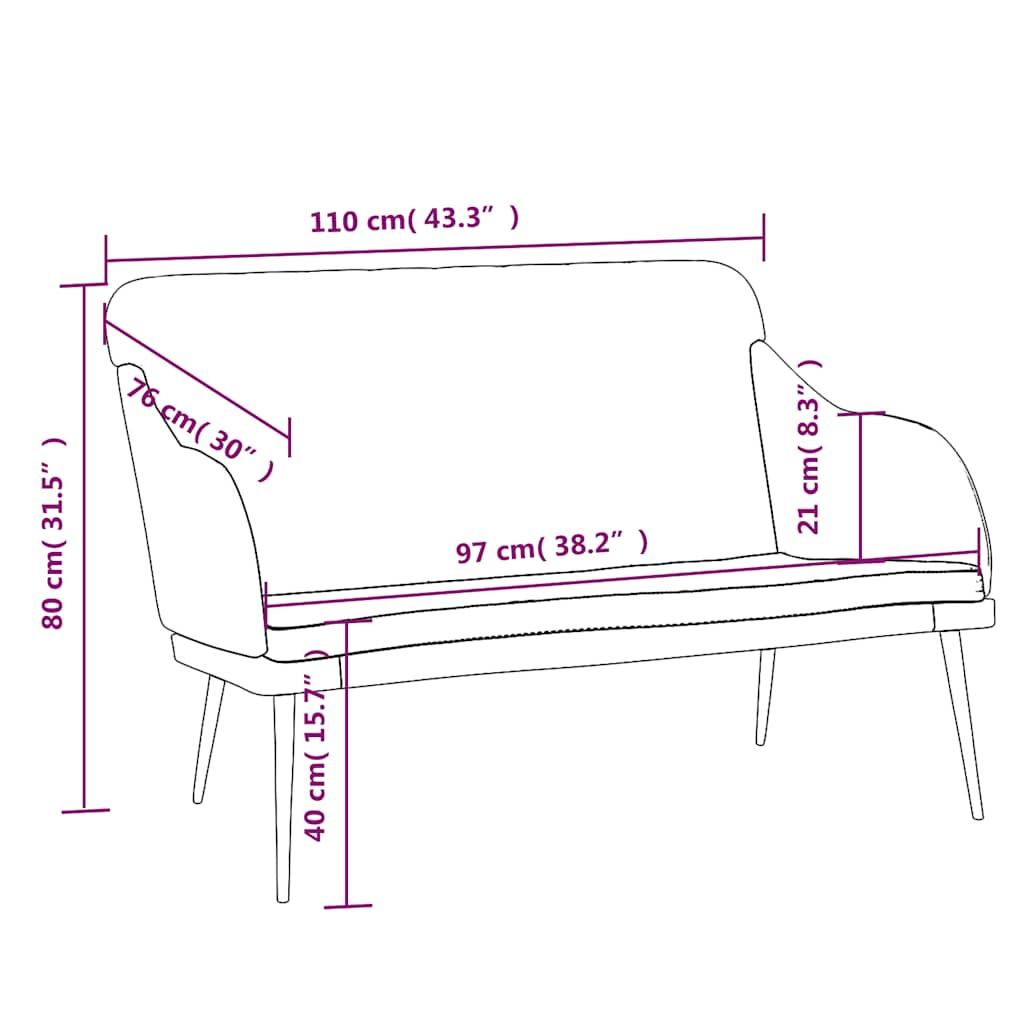Bench, red wine color, 110x76x80cm, velvet